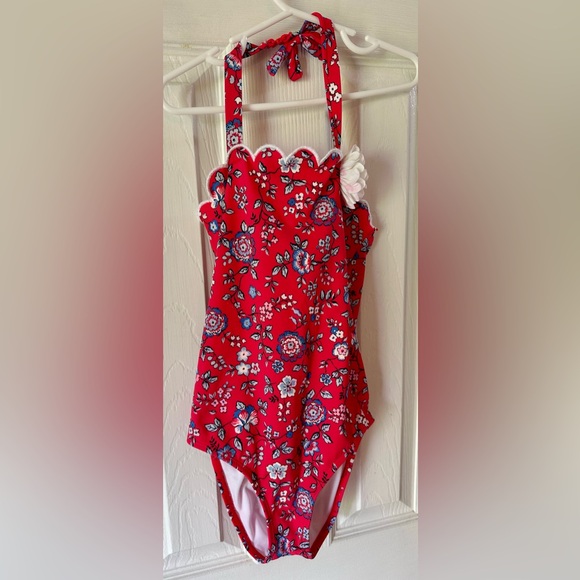 Janie and Jack Dodgeball Floral Halter Swimsuit, Girls 7 - Picture 2 of 5